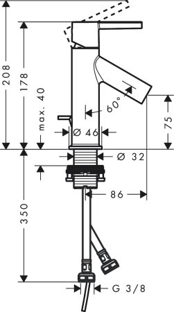 Смеситель Axor Starck 10102340 для раковины, шлифованный черный 
