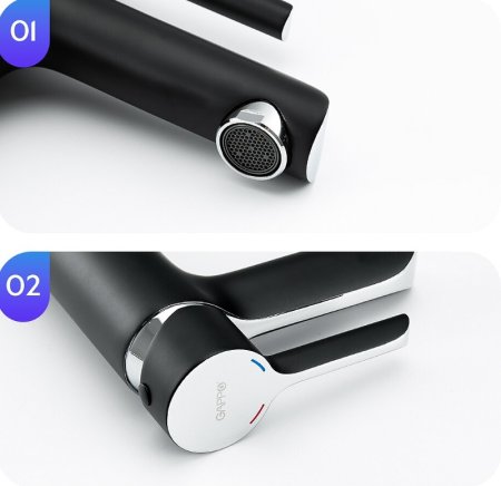 Смеситель для раковины Gappo G03-6 G1003-6 Черный матовый Хром 