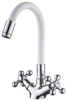 Смеситель Ledeme L1319-3 для кухонной мойки, белый+хром