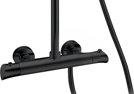 Душевая система Kaiser Cezar 06177-2 с термостатом Черная матовая 