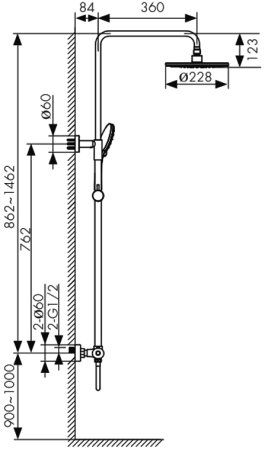 Душевая система Kaiser Cezar 06177-2 с термостатом Черная матовая 
