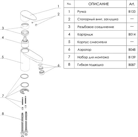Смеситель WasserKRAFT Leine 3503 для раковины 