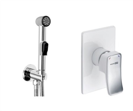 Гигиенический душ WasserKRAFT A010656WHITE со смесителем хром, белый 