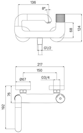 Смеситель для ванны IDDIS Twist с управлением Push Control (TWISBBTi02WA) 