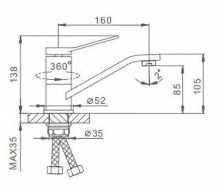 Смеситель для кухни Frap H45 F4545 Белый Хром 
