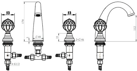 Смеситель для раковины Boheme Brillante Presente 357 Хром 