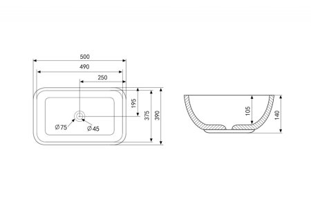 Раковина накладная ABBER Rechteck AC2202MW белая матовая 