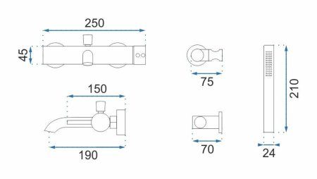 Смеситель для ванны Rea Lungo REA-B6634 
