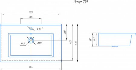 Тумба с раковиной Onika Амара 75.13 баменда 