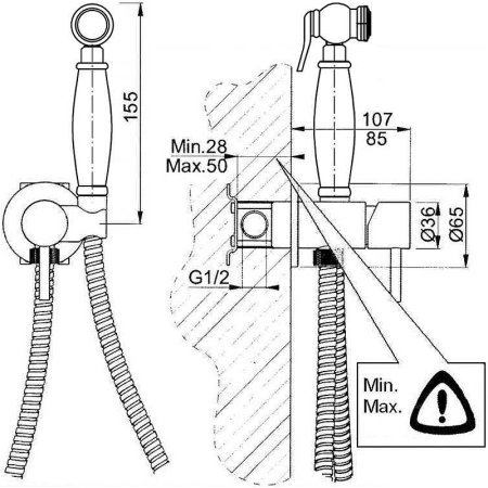 Гигиенический душ со смесителем Giulini Futuro FSH25/1531BR Бронза 