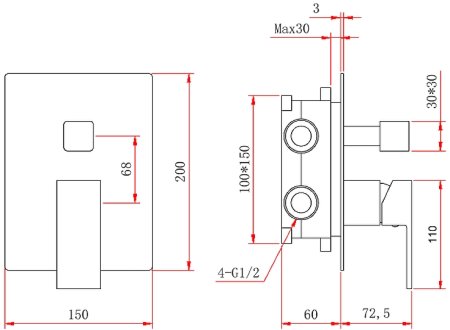 Душевая система Berges Nardis 3S Black 071006 Черная матовая 