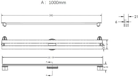 Душевой лоток Berges Super Slim 1000 091055 с решеткой Хром глянец 