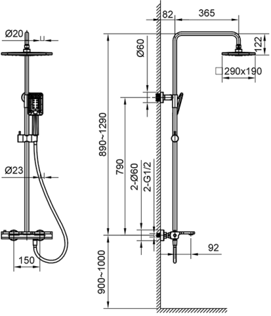 Душевая система с термостатом AltroBagno Lamberto 030426 GrMt 