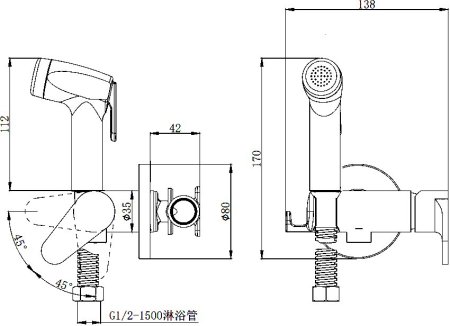 Гигиенический душ D&K Rhein Marx DA1394585 со смесителем, С ВНУТРЕННЕЙ ЧАСТЬЮ 