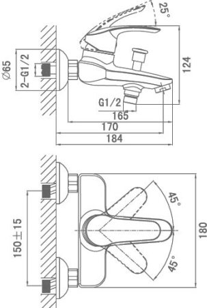 Смеситель D&K Passau Bayern DA1193201 для ванны с душем 