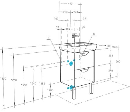 Тумба под раковину Aquaton Сильва 45 1A211701SIW60 Дуб фьорд 