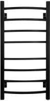 Полотенцесушитель электрический Energy Grand 800x400 черный матовый, форма лесенка, квадратный профиль, скрытое/наружное подключение, 800мм x 431мм