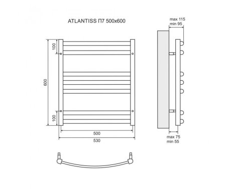Полотенцесушитель электрический Lemark Atlantiss LM32607RE П7 500x600 