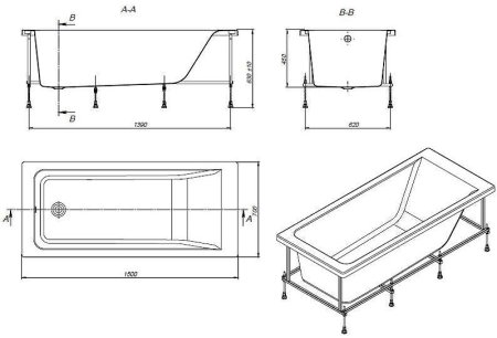 Акриловая ванна Roca Easy 150x70 ZRU9302904 без гидромассажа 