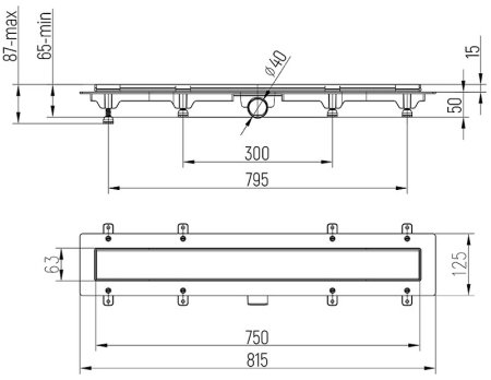 Душевой лоток Paini Klasik 750 CH750KN с решеткой под плитку 