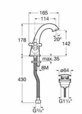 Смеситель для раковины Roca Carmen 5A3A4BC00 Хром 
