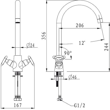 Смеситель для кухни Kaiser Trio 57033 Хром 