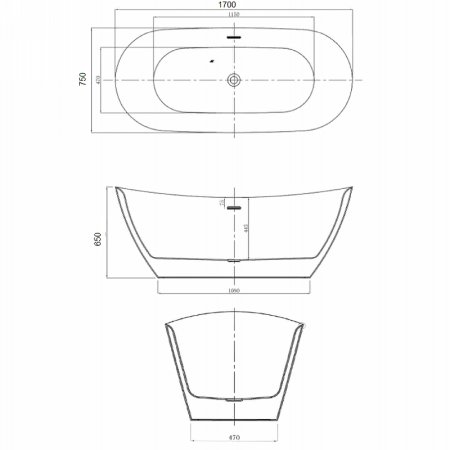 Акриловая ванна Azario Goldfield 170х75 GOL17075 без гидромассажа 