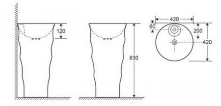 Раковина CeramaLux G308 напольная 