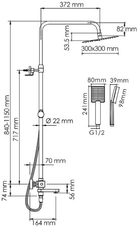 Душевая система WasserKRAFT A199.118.141.010.CH Thermo с термостатом Хром 