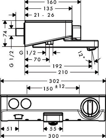 Термостат Hansgrohe Ecostat Select 13151000 для ванны с душем + душевой гарнитур 