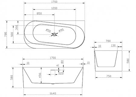 Акриловая ванна Abber 170х78 AB9494-1.7 без гидромассажа 