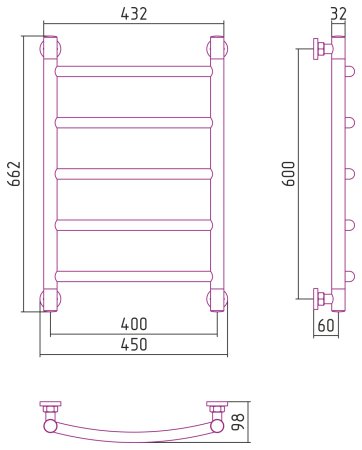 Полотенцесушитель водяной Сунержа Галант+ 600х400 мм. золото 