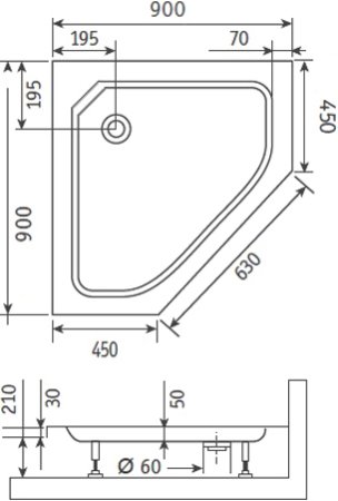 Поддон для душа RGW Style TR 90x90x21 