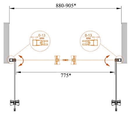 Душевая дверь в нишу Cezares Eco O-B-2-90-C-Cr стекло прозрачное + душевой трап 