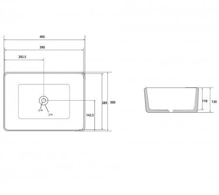 Раковина-чаша Abber Rechteck 40 AC2213MB Черная матовая 