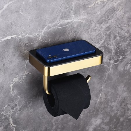 Держатель туалетной бумаги Abber Westen AA1730G с полкой Золото 