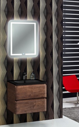 Мебель для ванной Vincea Alba 600 подвесная, 2 ящика, R.Wood (черная раковина) 