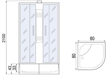 Душевая кабина River Nara XL 80x80 МТ Б/К 10000006205 без гидромассажа 