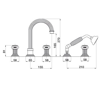 Смеситель Cezares Olimp BVD 03/24 M на борт ванны 