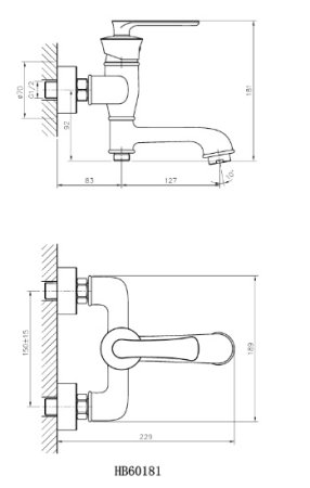 Смеситель для ванны HAIBA HB60181-7 черный 