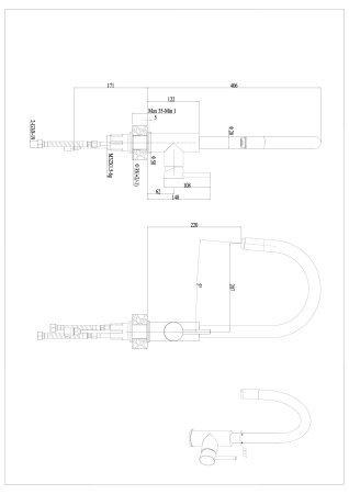Смеситель однорычажный для кухни из нержавеющей стали HAIBA HB71304-3 нержавеющая сталь 