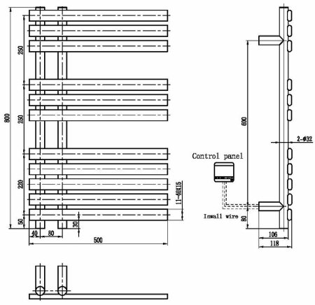 Электрический полотенцесушитель Boheme Venturo 723-GM Оружейная сталь 