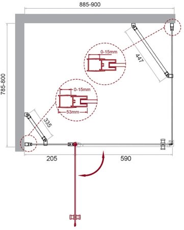 Душевой уголок BelBagno Etna 90х80 ETNA-AH-12-90/80-C-Cr профиль Хром стекло прозрачное 