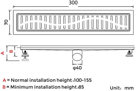 Душевой лоток Gappo G83007-3 с решеткой Сатин 