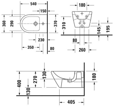 Биде Duravit D-Neo 2295150000 подвесное Белый 