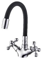 Смеситель Ledeme L1319-2 для кухонной мойки, чёрный+хром