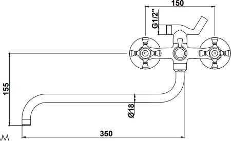 Смеситель для ванны Kaiser Grace 11070К универсальный Хром 