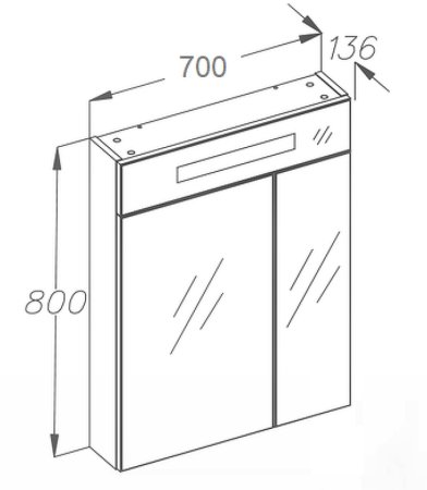 Зеркальный шкаф Opadiris Фреш 70 00-00005554 Белый глянцевый 