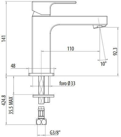 Смеситель для раковины Gattoni Kubik 2582/25NO Черный матовый 