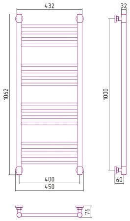Полотенцесушитель водяной Сунержа Богема+ 100x40 прямая, золото 